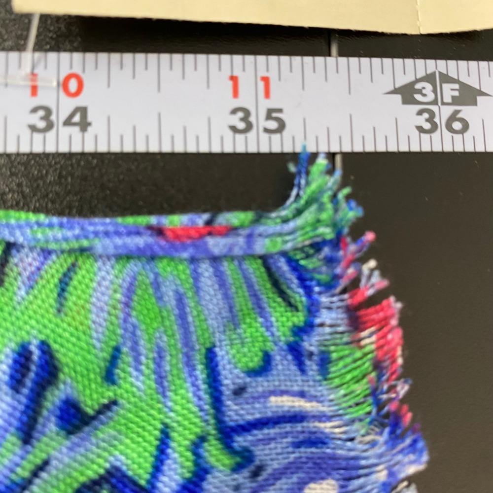 Talbots Womens Scarf One Size Green Blue Red Pinecone Print Fringed Viscose NWT - Picture 10 of 12